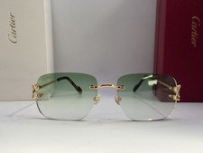 Cartier CT0330S Rimless Gradient Green Men's Sunglasses Gold 145mm