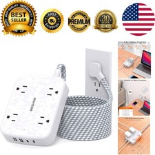 10FT Flat Plug Surge Protector Power Strip with 4 Outlets  4 USB-C Ports