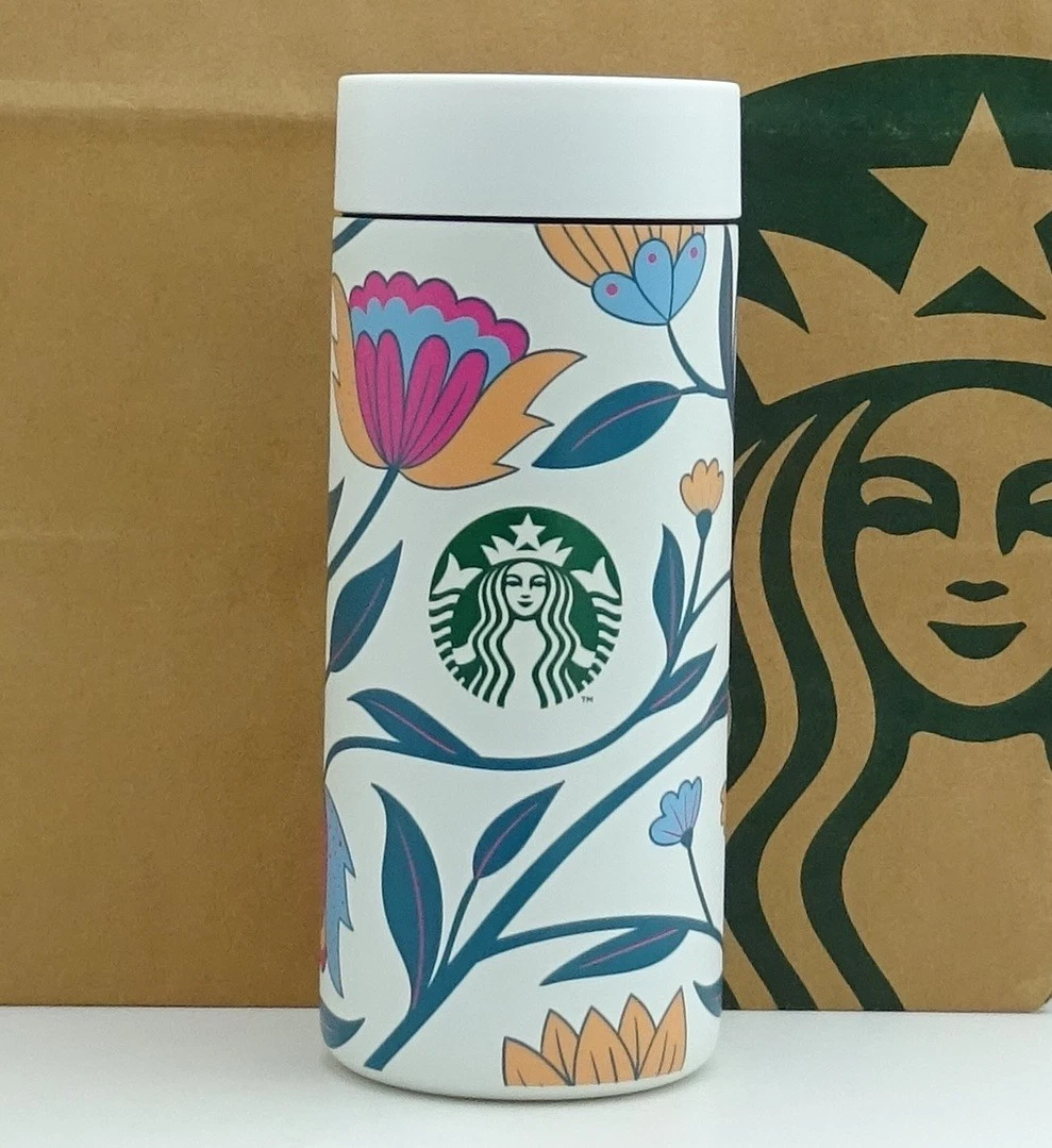 Starbucks Vintage Ivory Stainless Steel Thermal Mug 12oz NEW