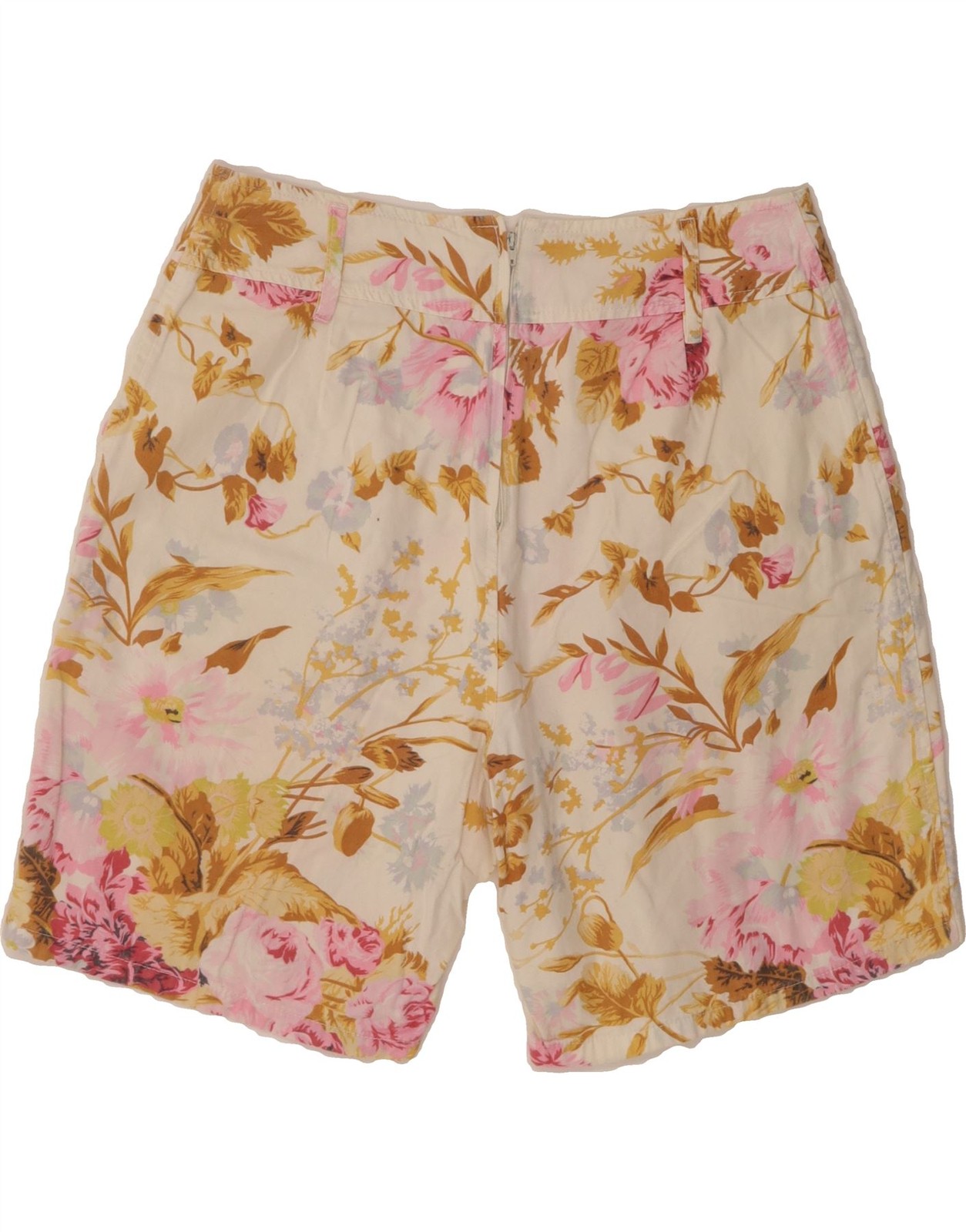 STEFANEL Womens Casual Shorts IT 44 Medium W30 Beige Floral Cotton AR04 image 2