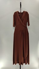 Quince Tencel Jersey Midi Wrap Dress Brown Basic Sleeved S