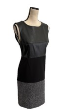 Calvin Klein Dress Black Color Block Textured Sleeveless Sheath Size 8