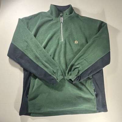 VTG Bugle Boy Fleece Med Green Navy Long Sleeve 1/4 Zip Pullover Sweatshirt