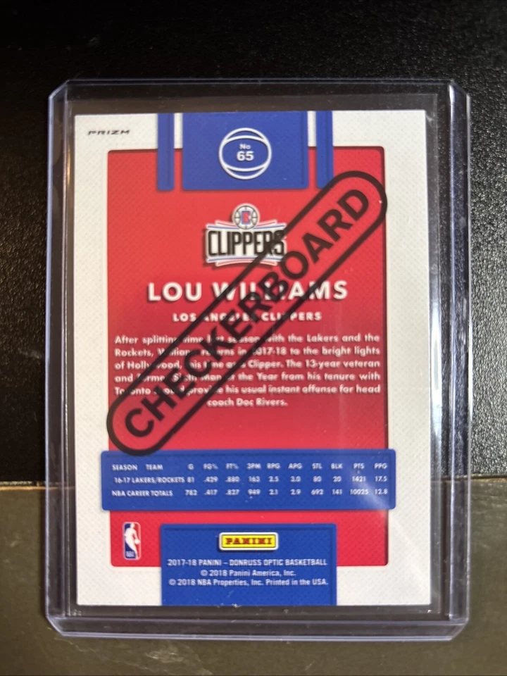2017-18 Donruss Optic Lou Williams Checkerboard #65 Clippers - Image 4 of 4