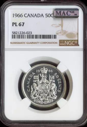 1966 Canada 50 Cents 50C NGC PL67 MAC - Quality