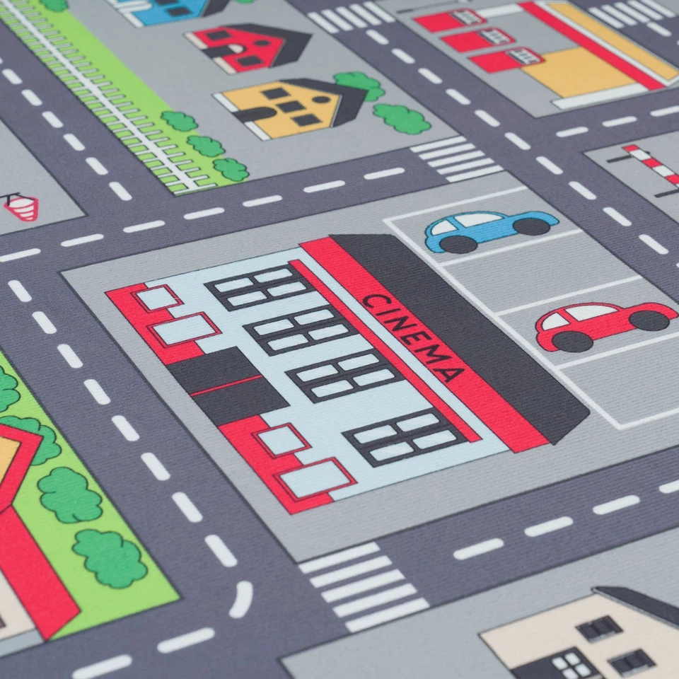 Spielteppich Kinderzimmer Teppich Kinderteppich Straßenteppich Auto Design, Grau - Bild 3 von 4