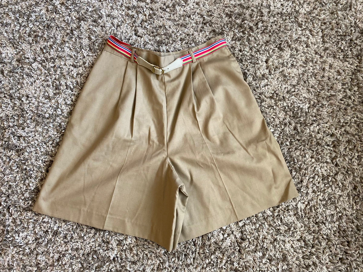 Khaki belted shorts store