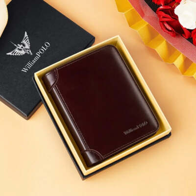WILLIAMPOLO Slim RFID Leather Wallet for Men
