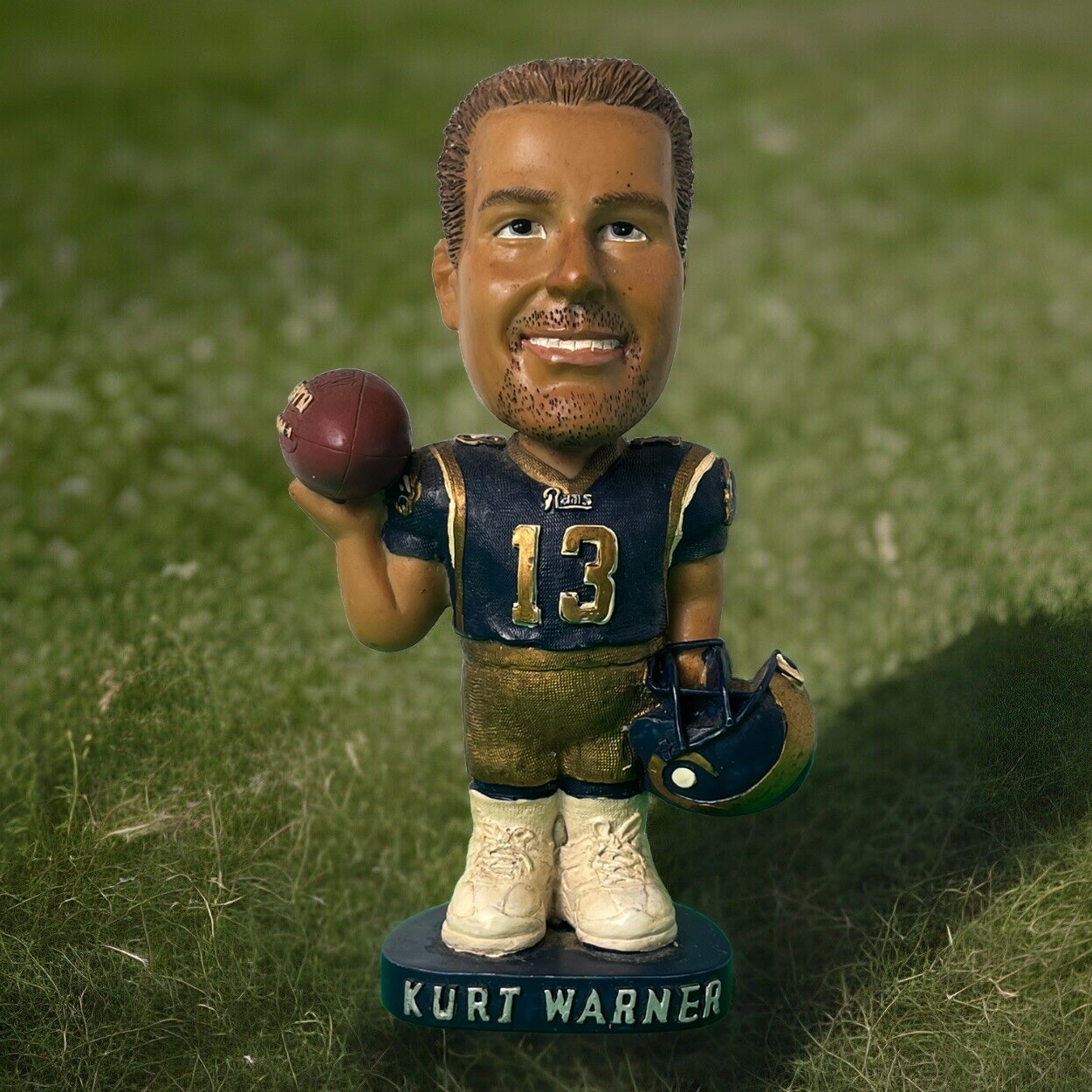 NFL RAMS Bobble Dobbles Kurt Warner #13 Genuine Hand Painted Bobble Head Figure