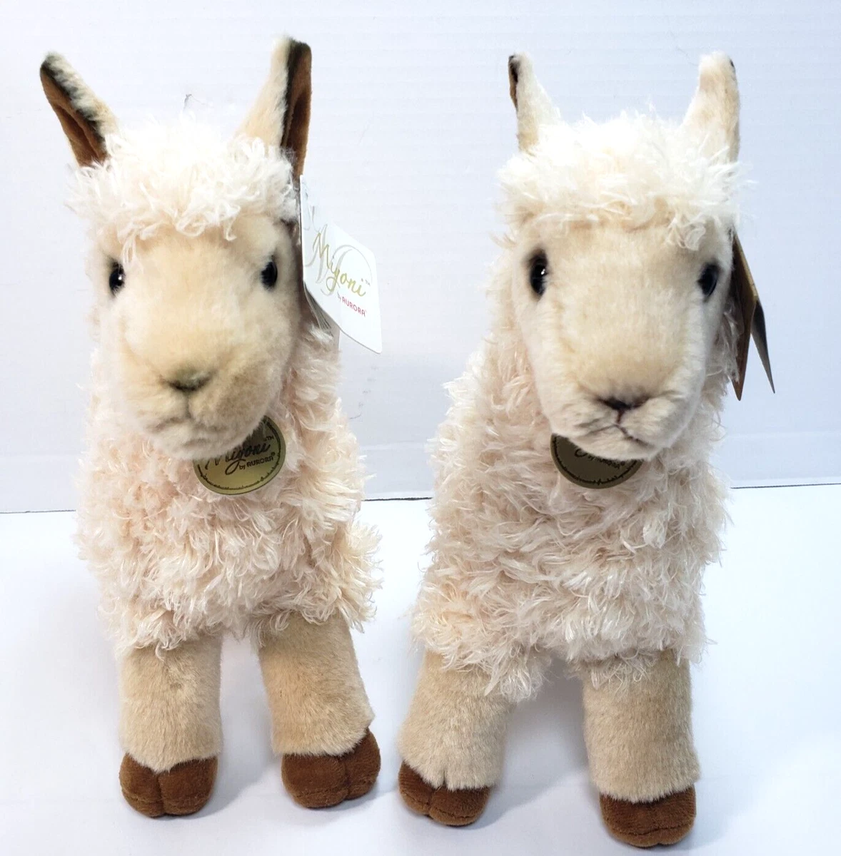 Lot of 2 Baby Llama Alpaca Plush Miyoni by Aurora Stuffed Animal Toy 11 Tan