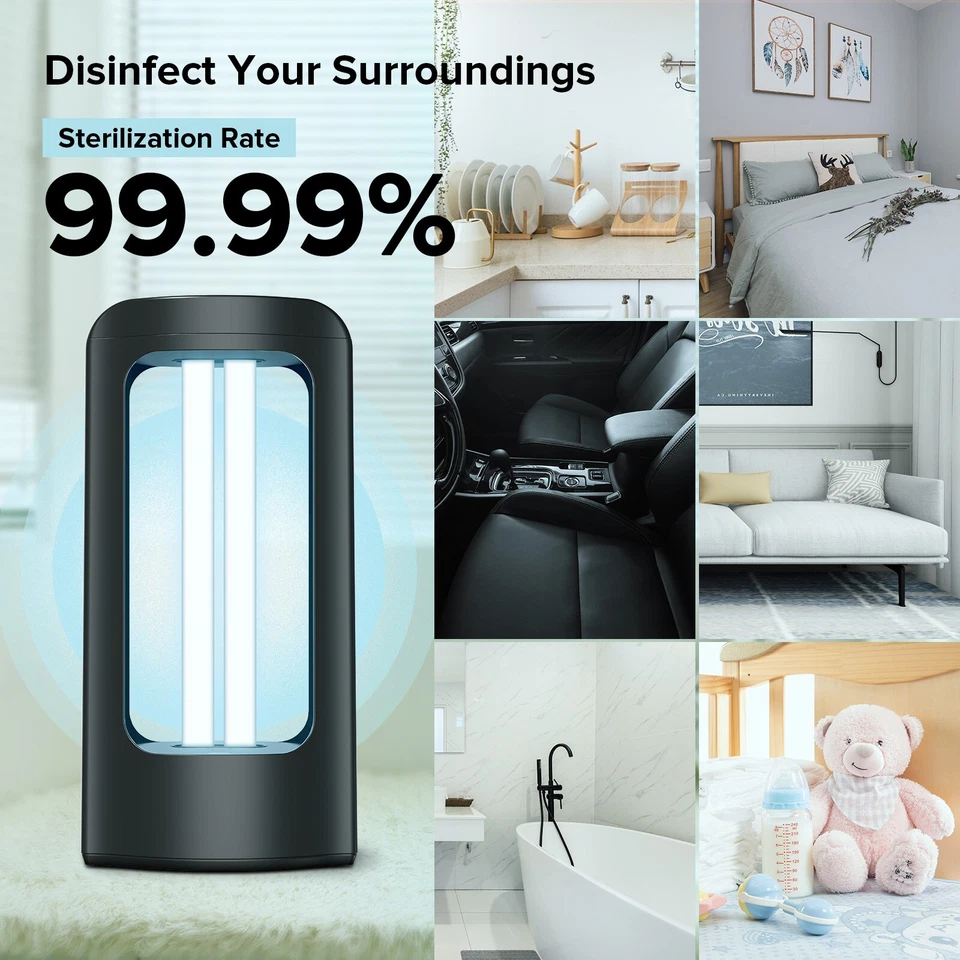 18W/27W/42W Cleaning Light UV Light Sanitizer With Remote Timer for Home School - Image 4 of 4