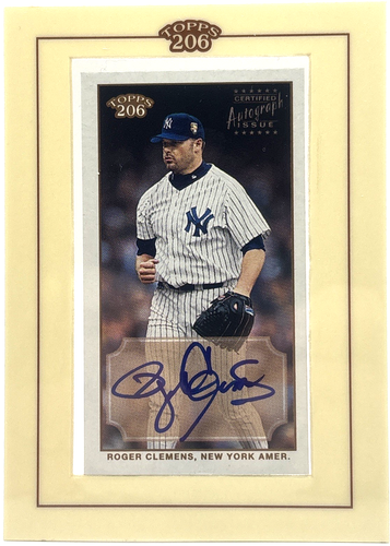 2002 Topps 206 - Roger Clemens - Mini On-Card Framed Auto Yankees