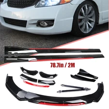 Front Bumper Lip Splitter Glossy Black Red For 09-11 Honda Civic Coupe Body Kit