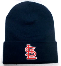 St. Louis Cardinals flat cotton applique  on Navy beanie cap hat. See details