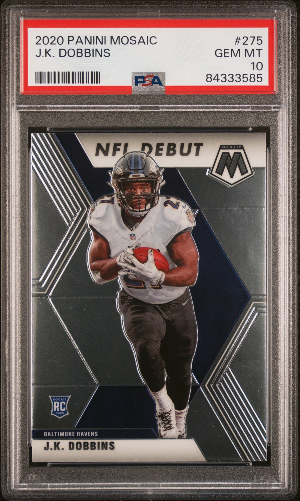PSA 10 2020 PANINI MOSAIC 275 JK DOBBINS ROOKIE CARD RC