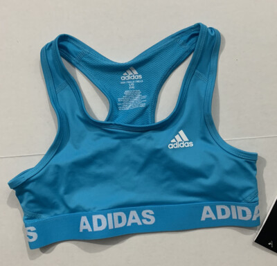 adidas NWT Girls Size Medium 10/12 DSG Gym Racerback Sports Bra Low Impact  Blue