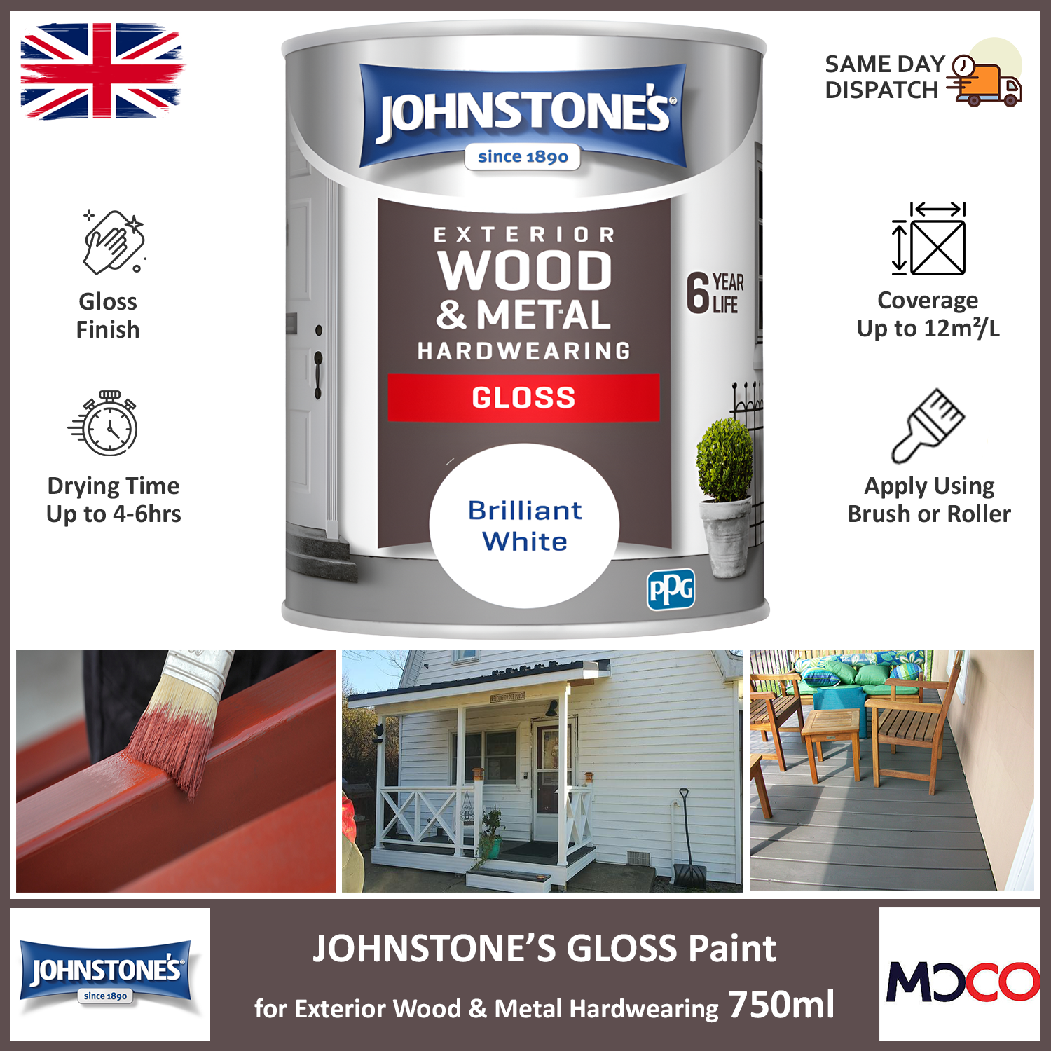 Johnstones Exterior Paint Wood Metal Outdoor Hardwearing High Gloss