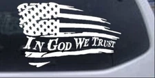 In God We Trust with American Flag Car or Truck Window Laptop Decal Sticker