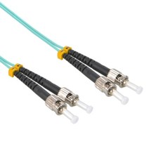 5m ST/UPC-ST/UPC OM3 Multimode Duplex OFNR 2.0mm Aqua Fiber Optic Patch Cable