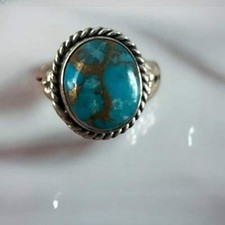 Kingman Turquoise Solid 925 Sterling Silver Ring 5.5