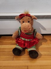 Build A Bear Holly Plush Moose in Christmas Outfit And Bow