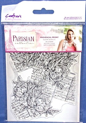 Crafters Companion Provencal Peony Acrylic Stamp Parisian Collection New HTF
