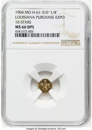 1904 1/4$ GOLD LOUISIANA PURCHASE EXPO, LPE 10-STARS / NGC MS66 DPL! So-Called $