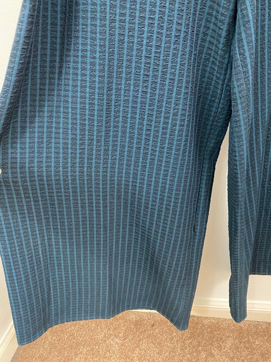 Melloday Blue Smocked Wide Leg Spaghetti Strap Jumpsuit Size Medium Ruffle