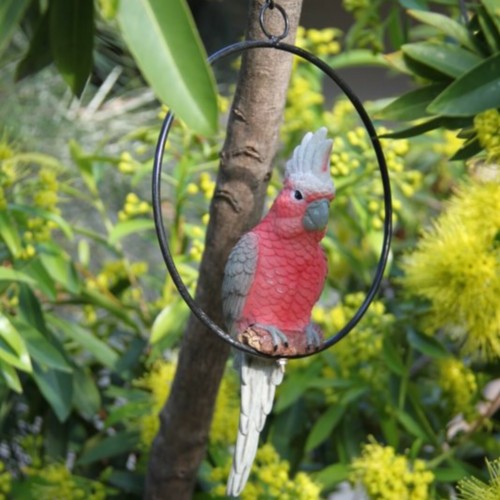 Galah Cockatoo Parrot Hanging Garden Australia Native Bird Swing Ring Ornament - Picture 8 of 11