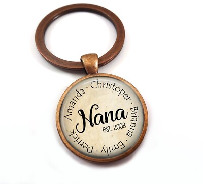 Custom Nana Established Necklace or Key Chain with Kids Names Personalized Charm
