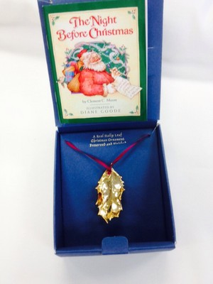 Vtg 1994 Gold Plated Double Christmas Holly Leaf USA Concord, Mass