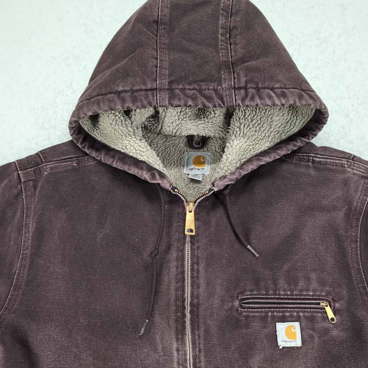 Carhartt Jacket Womens XXL 2XL Plum Sherpa Lined Hooded Carhartt Jacket Womens XXL 2XL Plum Sherpa Lined Hooded
