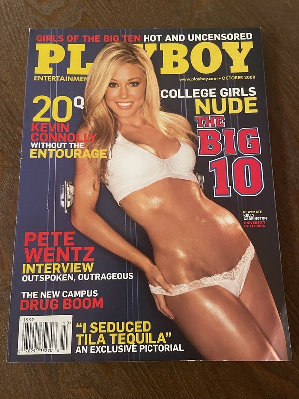 PLAYBOY MAGAZINE OCTOBER 2008, GIRLS OF THE BIG 10, PETER WENTZ, KELLY CARTN, VG