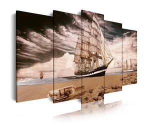 DekoArte - Impression Sur Toile Moderne Décoration Salon Paysage Voilier Plage