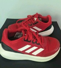 Adidas Kids Unisex Runfalcon 3.0 Cloudfoam Sneakers Red Black White Size 13