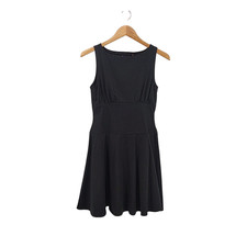 Quince Women Organic Stretch Jersey Drop Waist Mini Dress TRUE Black S