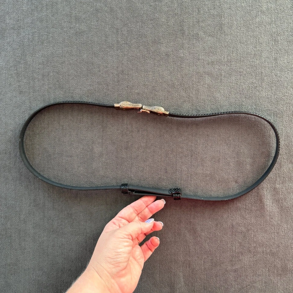 Cinturón Chicos de Cuero Tejido Punta de Caimán Talla M L Negro Festival Bohemio Occidental Foto 4 de 4