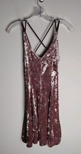 American Eagle Outfitters Pink Purple Mauve Crushed Velvet Velour Dress Small
