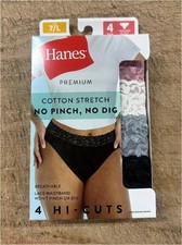 Hanes Women's 4pk Lace Hi-Cut Underwear - Black/Blue/Gray L: Tagless, Lightwe...