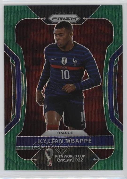 2022 Panini Prizm World Cup Qatar Green Wave Kylian Mbappe Mbappé #101 14tf