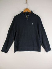 Polo Ralph Lauren Sweater Mens L Navy Quarter Zip Long Sleeve Embroidered Pony