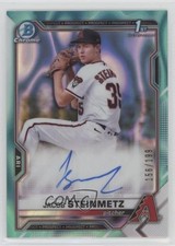 2021 Bowman Draft Chrome Pick Aqua Lava Refractor /199 Jacob Steinmetz Auto 0e3u