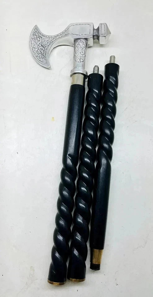 Stylish Solid Brass Axe Head Handle Victorian Woo… - image 4