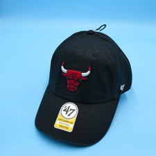 '47 Brand Hat Youth Chicago Bulls Black Clean Up Adjustable NBA Baseball Cap