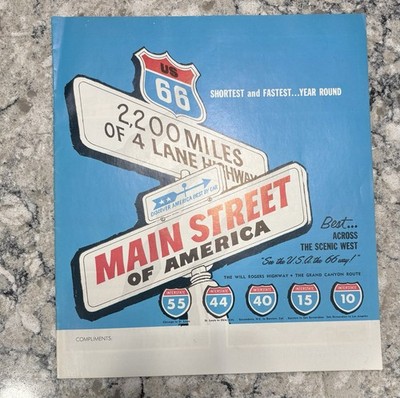 Vintage US 66 Main St Of America 14 Page Travel Map Published 1971