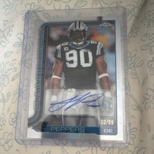 Topps 2025 Chrome Julius Peppers Carolina Panthers Autograph 02/99
