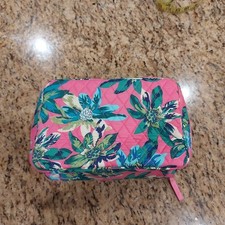 Vera Bradley Cosmetic Case Pink MC Double Zip Compartment Quilted Travel Bag