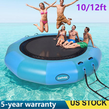 12ft 10ft Inflatable Water Bouncer Trampoline with Ladder  Pump for Lake Pool