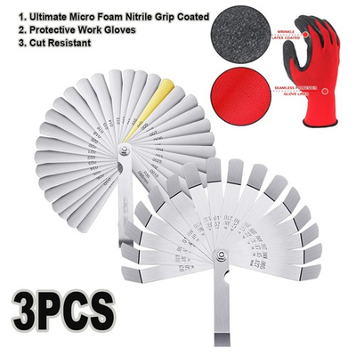 #ad 32 Blade Feeler Filler Gauge Spark Plug Gap Metric Imperial Measuring Brass Tool $9.80