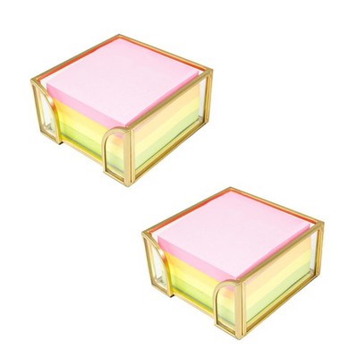 Glass Sticky Note Holder, 2 Pack Gold Post It Note Dispenser for Desk,3 x 3 I...